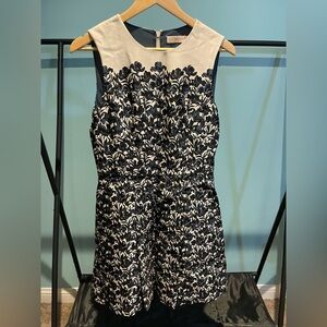 Tory Burch Black and Cream Floral Mini Dress Sz. 6